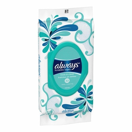 Always Refresh Feminine Hygiene Wipe Soft Pack Fresh Scent, 5-3/5 X 7-2/5 Inch, 32PK 03700095899